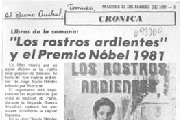 Los rostros ardientes" y el Premio Nóbel 1981.