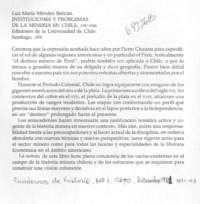 Instituciones y problemas de la minería en Chile