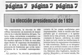 La elección presidencial de 1920