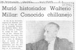 Murió historiador Walterio Millar: conocido chillanejo.