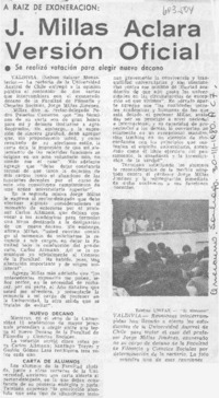 J. Millas aclara versión oficial.