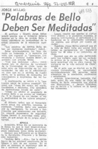 "Palabras de Bello deben ser meditadas".