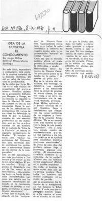 Idea de la filosofía el conocimiento