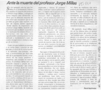 Ante la muerte del profesor Jorge Millas