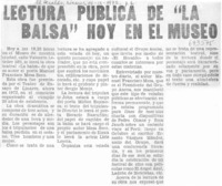 Lectura pública de "la balsa" hoy en el museo.