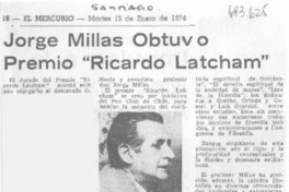 Jorge Millas obtuvo premio "Ricardo Latcham".