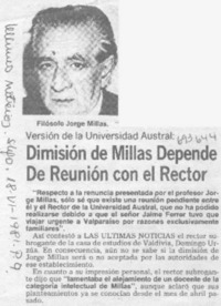 Dimisión de Millas depende de reunión con el Rector.