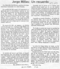 Jorge Millas: un recuerdo.