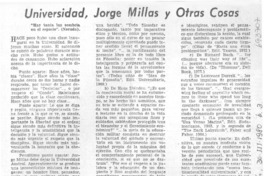 Universidad, Jorge Millas y otras cosas
