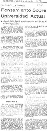 Pensamiento sobre universidad actual.