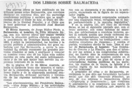 Dos libros sobre Balmaceda.