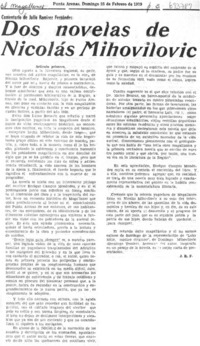 Dos novelas de Nicolás Mihovilovic