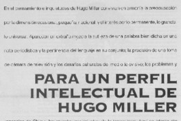 Para un perfil intelectual de Hugo Miller