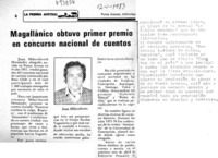 Magallánico obtuvo primer premio en concurso nacional de cuentos.