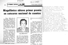 Magallánico obtuvo primer premio en concurso nacional de cuentos.