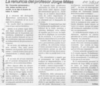 La renuncia del profesor Jorge Millas