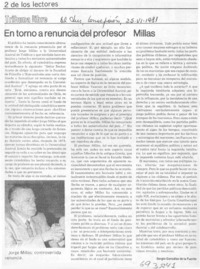 En torno a renuncia del profesor Millas