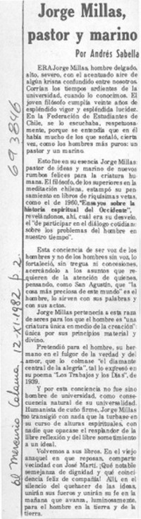 Jorge Millas, pastor y marino