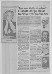 Filósofo Jorge Millas decidió ayer renunciar: [entrevista]