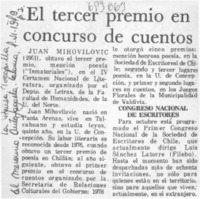 El tercer premio en concurso del cuentos.