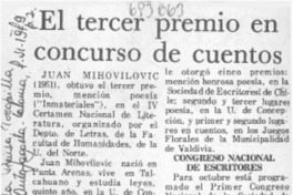 El tercer premio en concurso del cuentos.