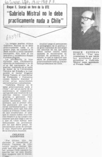 "Gabriela Mistral no le debe practicamente nada a Chile".