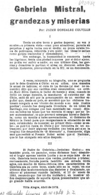 Gabriela Mistral, grandezas y miserias