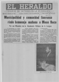 Municipalidad y comunidad linarense rinde homenaje mañana a Mesa Seco.