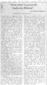 Nota sobre la prosa de Gabriela Mistral