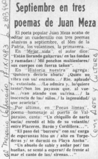 Septiembre en tres poemas de Juan Meza.
