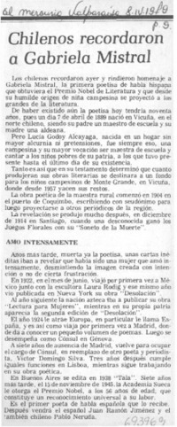Chilenos recordaron a Gabriela Mistral.