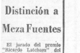 Distinción a Meza Fuentes.