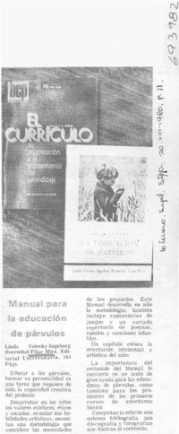 Manual para la educación de párvulos