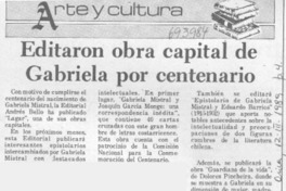 Editan obra capital de Gabriela por centenario.
