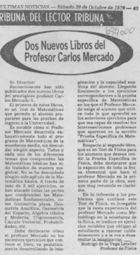 Dos nuevos libros del profesor Carlos Mercado