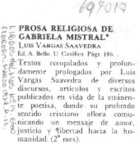 Prosa religiosa de Gabriela Mistral.