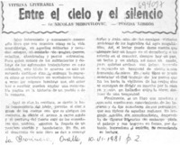 Entre el cielo y el silencio.