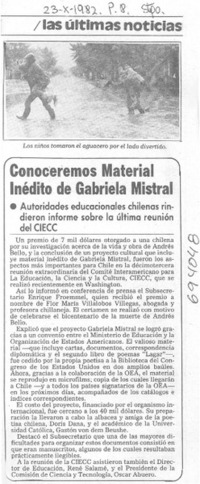 Conoceremos material inédito de Gabriela Mistral.