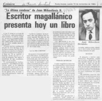 Escritor magallánico presenta hoy un libro.