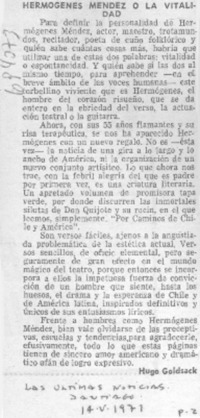 Hermógenes Méndez o la vitalidad