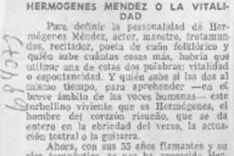 Hermógenes Méndez o la vitalidad