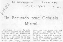 Un recuerdo para Gabriela Mistral