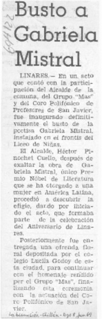 Busto a Gabriela Mistral.