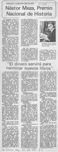 Néstor Meza, Premio Nacional de Historia.