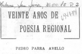 Veinte años de poesía regional