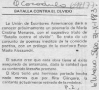 Batalla contra el olvido.
