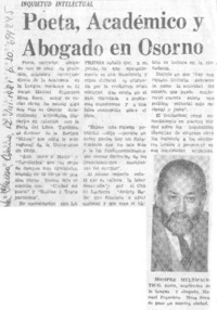 Poeta, académico y abogado en Osorno.