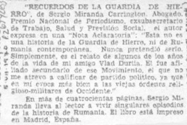 Recuerdos de la guardia de hierro".