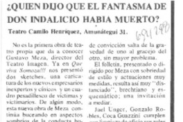 Quién dijo que el fantasma de don Indalicio había muerto?