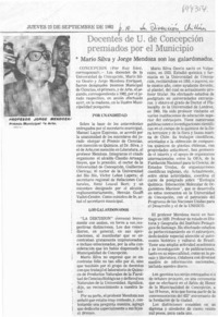 Docentes de U. de Concepción premiados por el municipio